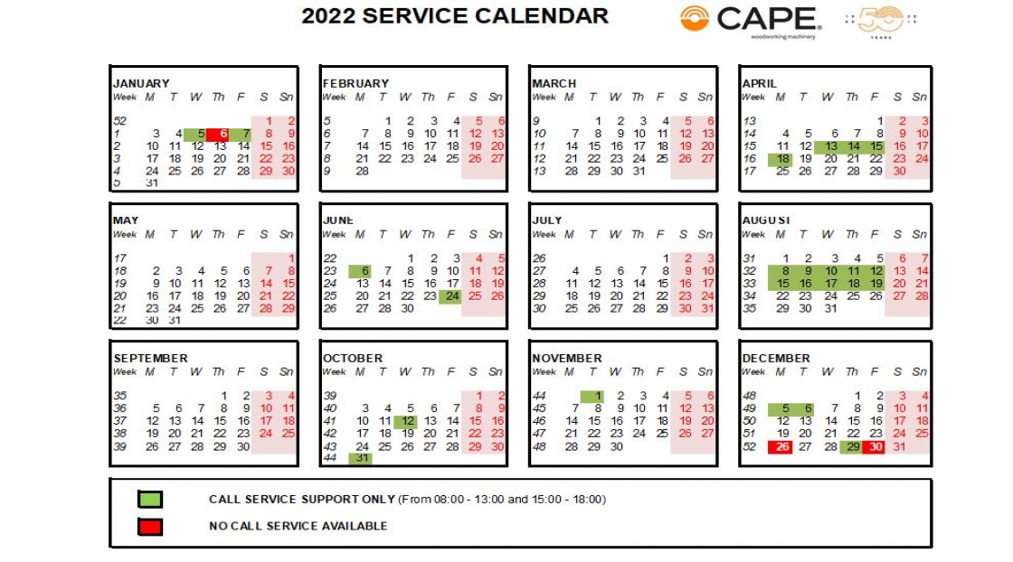 Cape – 2022 Calendar